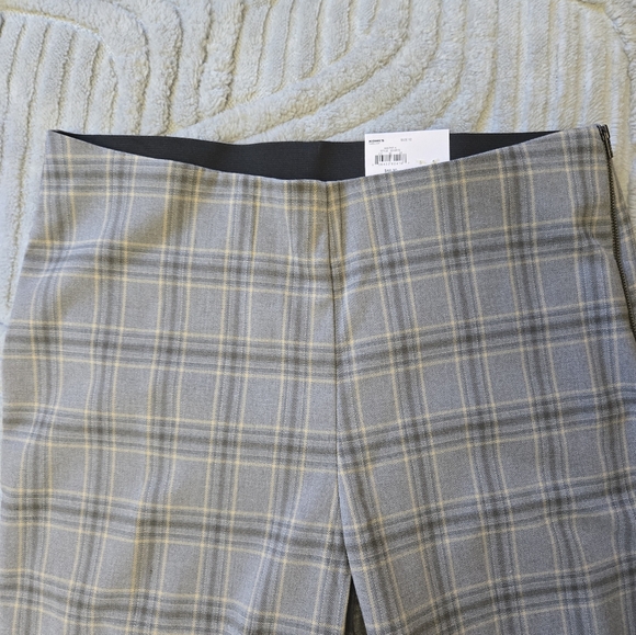 Gray Plaid Trousers Size 12 High Rise Side Zip Skinny NWT - Picture 4 of 7